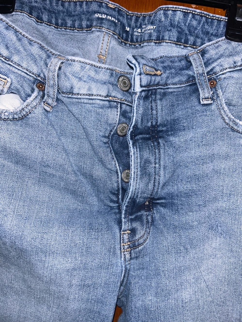 Old Navy High Rise OG Straight Button Fly Distressed Women's size 16 Blue Jeans